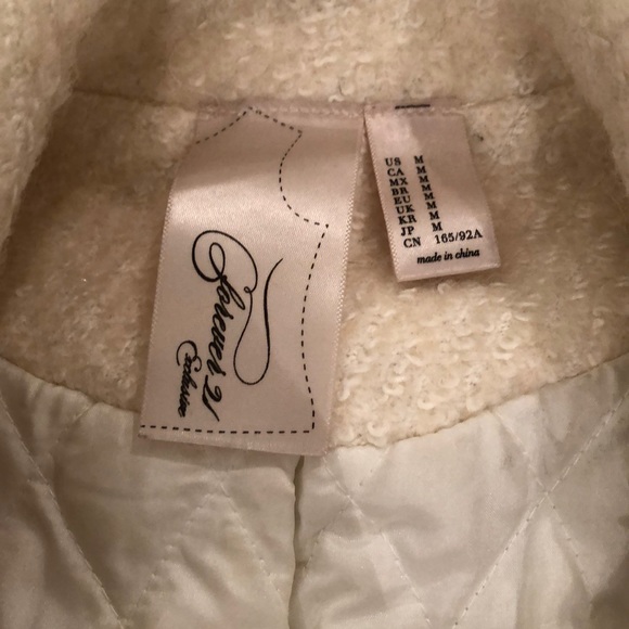 Forever 21 Cream mid length pea coat - Picture 2 of 5